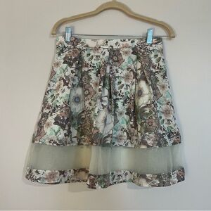 Chic Floral Skater Skirt with Sheer Detail